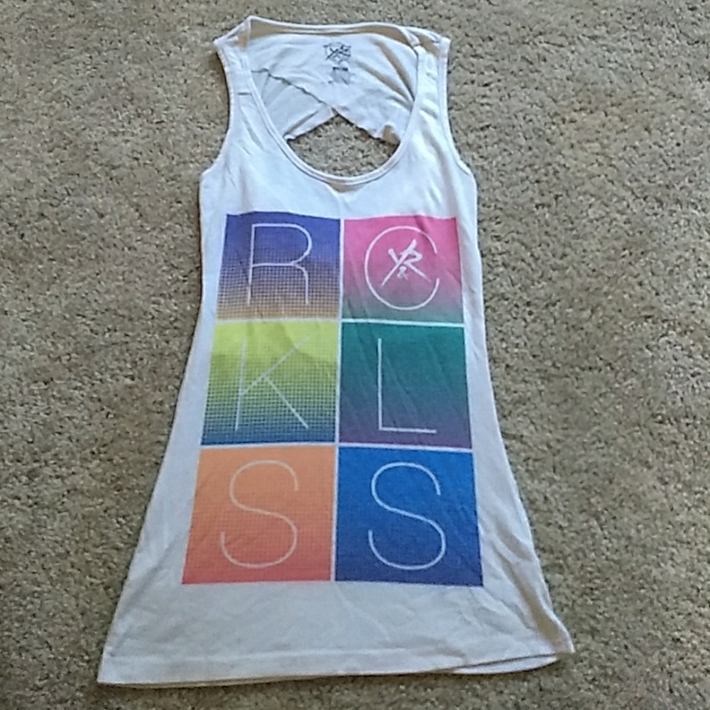 Young and Reckless tank with open back detail